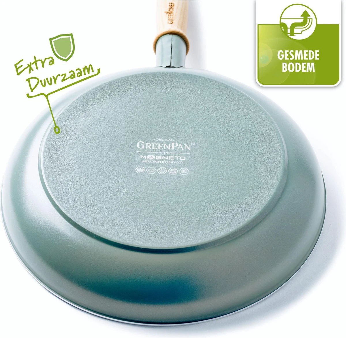 GreenPan Mayflower Koekenpannenset Ø 20cm + Ø 24cm + 1 Accessoire - Lichtblauw - Inductie - PFAS-vrij 10 GreenPan Mayflower Koekenpannenset Ø 20cm + Ø 24cm + 1 Accessoire - Lichtblauw - Inductie - PFAS-vrij - Afbeelding 10